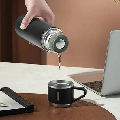 Vacuum Flask Bottle with 3 Cups and Gift Box
