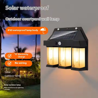 Triple Head Outdoor Solar Wall Light(bk-618-3)