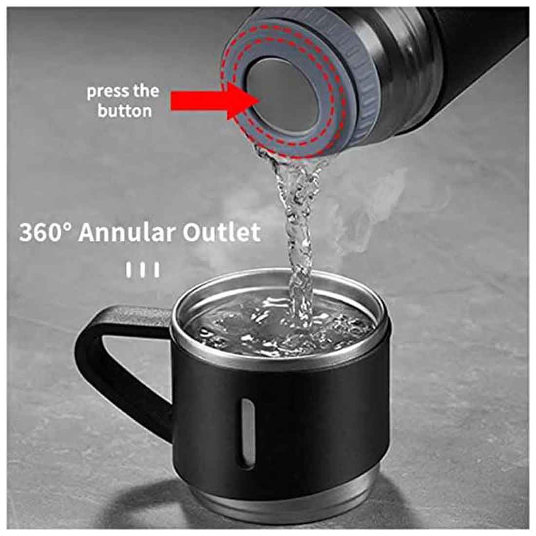 Vacuum Flask Bottle with 3 Cups and Gift Box