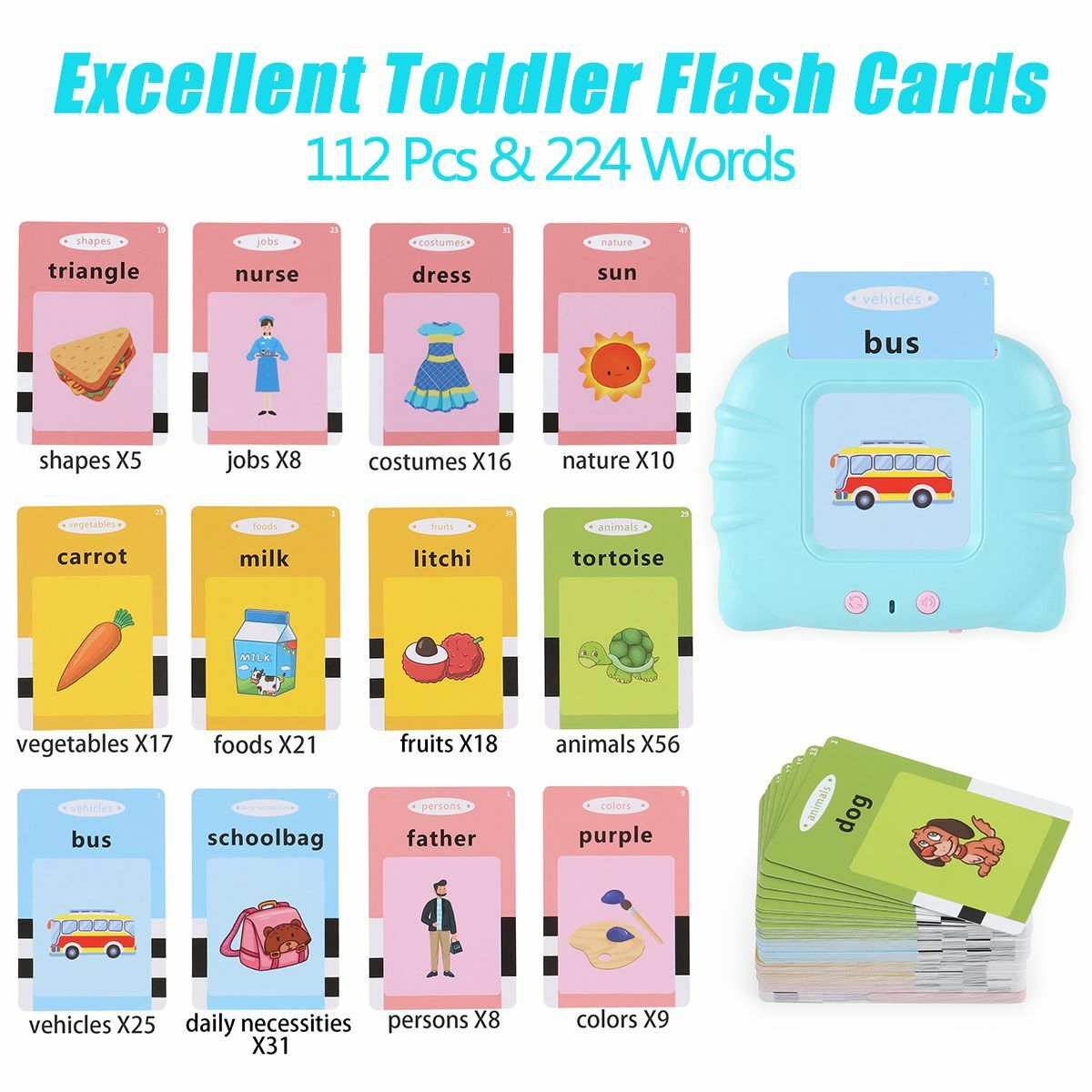 Preschool kids learning cards