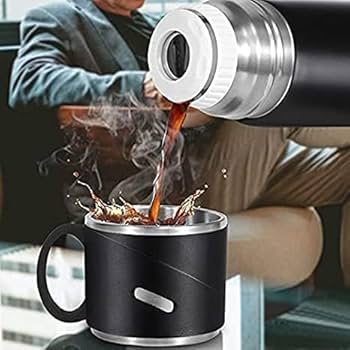 Vacuum Flask Bottle with 3 Cups and Gift Box
