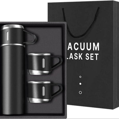 Vacuum Flask Bottle with 3 Cups and Gift Box